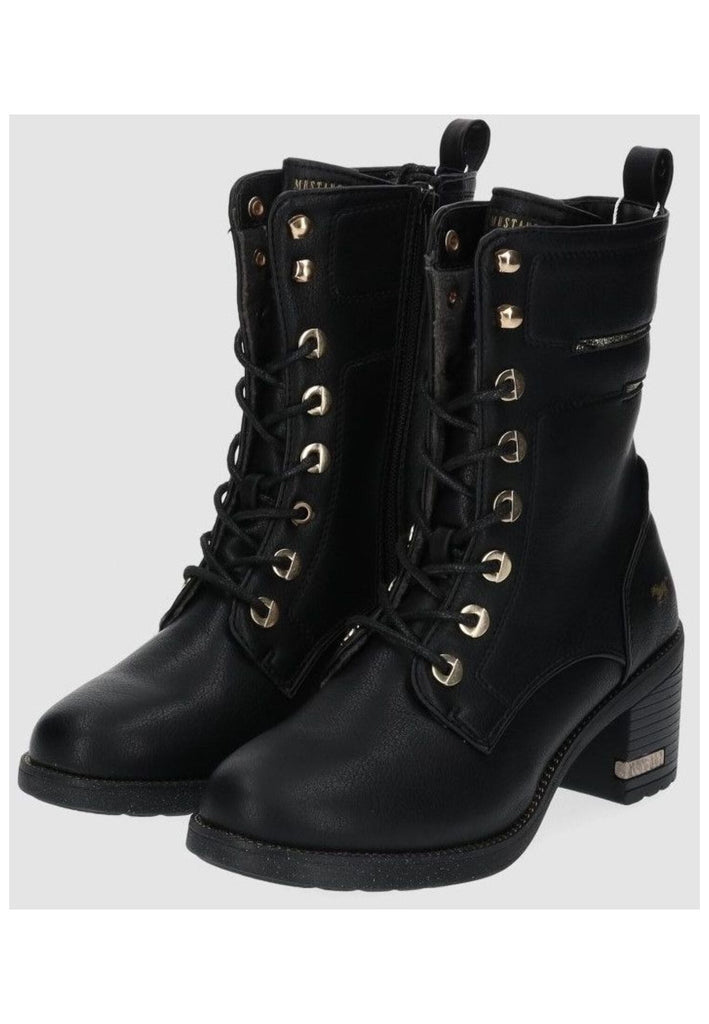 Mustang Stiefelette Lederimitat Schwarz Warmfutter