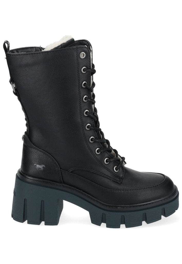 Mustang Stiefelette Lederimitat Schwarz Warmfutter