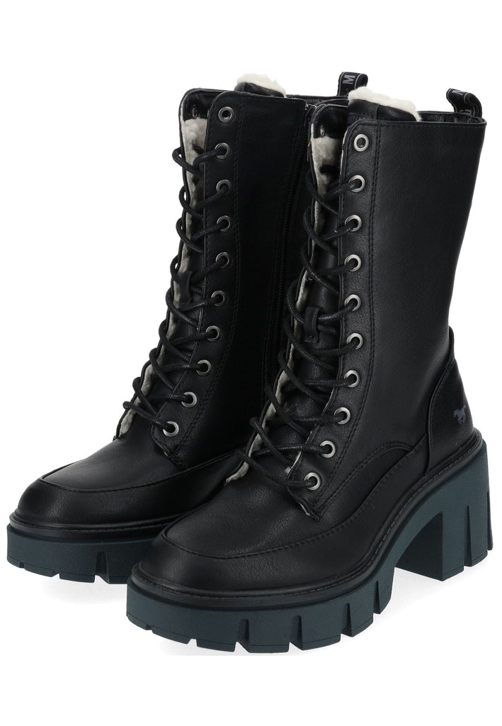 Mustang Stiefelette Lederimitat Schwarz Warmfutter