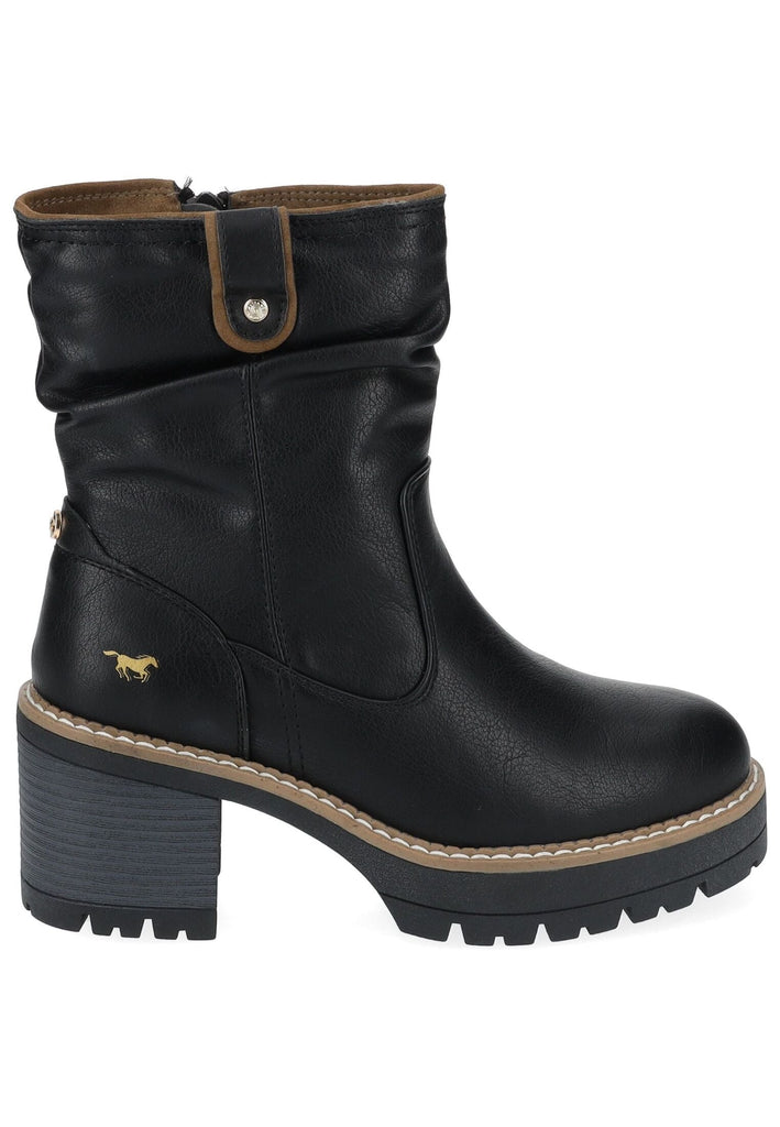 Mustang Stiefelette Lederimitat Schwarz Warmfutter