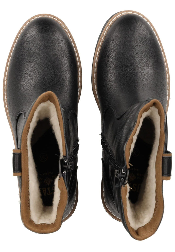 Mustang Stiefelette Lederimitat Schwarz Warmfutter
