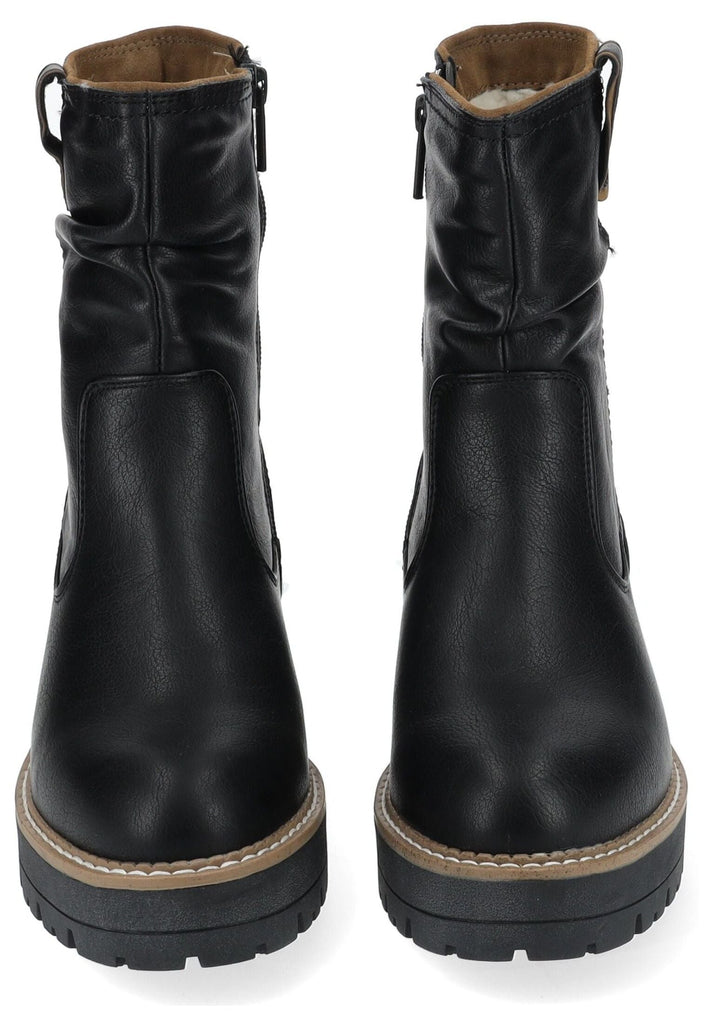 Mustang Stiefelette Lederimitat Schwarz Warmfutter