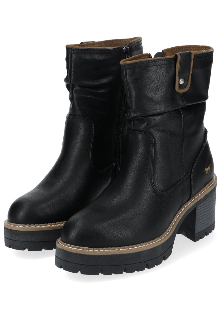 Mustang Stiefelette Lederimitat Schwarz Warmfutter