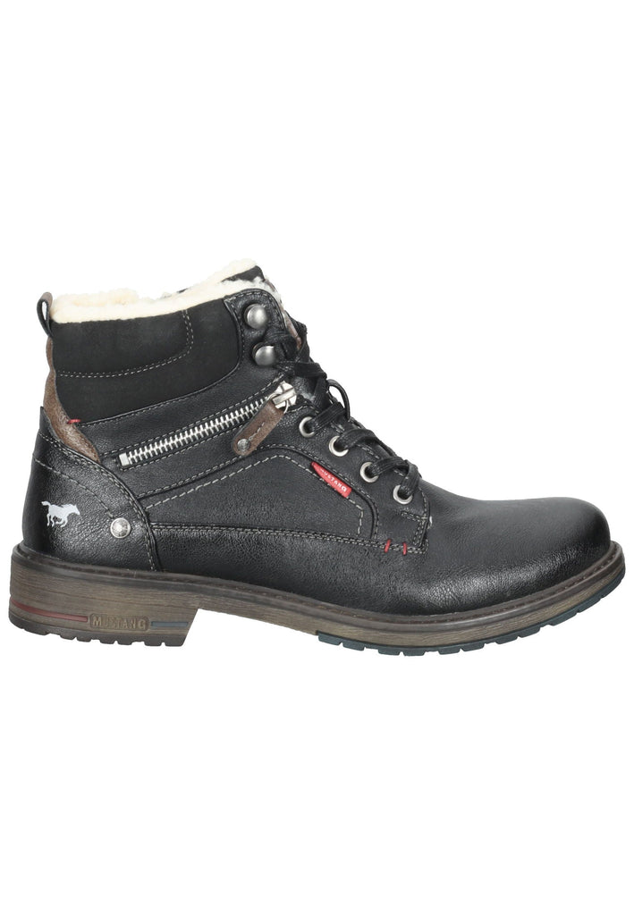 Mustang Stiefelette Lederimitat Schwarz Warmfutter