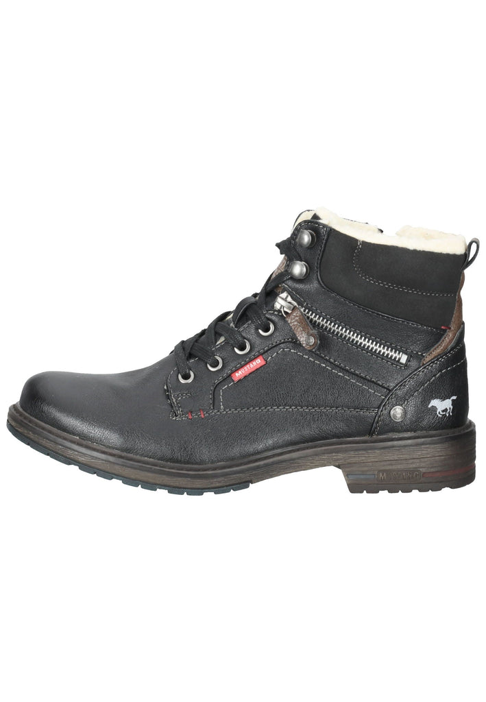 Mustang Stiefelette Lederimitat Schwarz Warmfutter