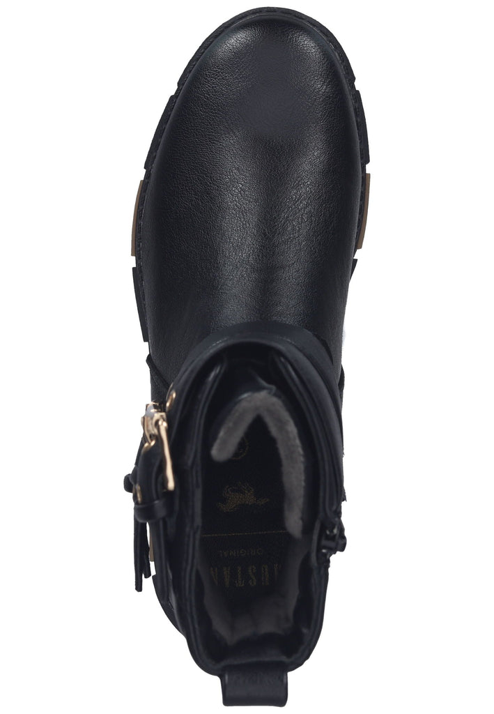 Mustang Stiefelette Lederimitat Schwarz Warmfutter