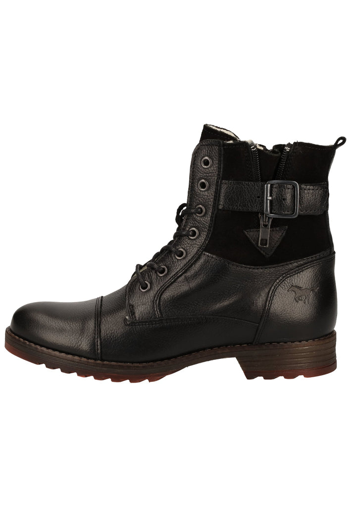 Mustang Stiefelette Lederimitat Schwarz Warmfutter