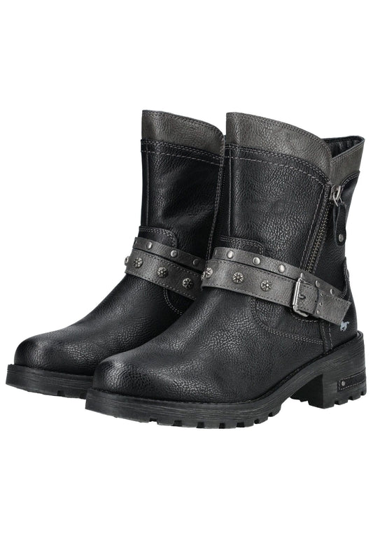 Mustang Stiefelette Lederimitat Schwarz Warmfutter
