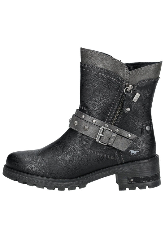Mustang Stiefelette Lederimitat Schwarz Warmfutter