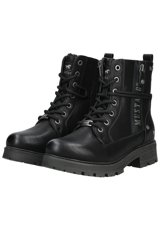 Mustang Stiefelette Lederimitat Schwarz Warmfutter