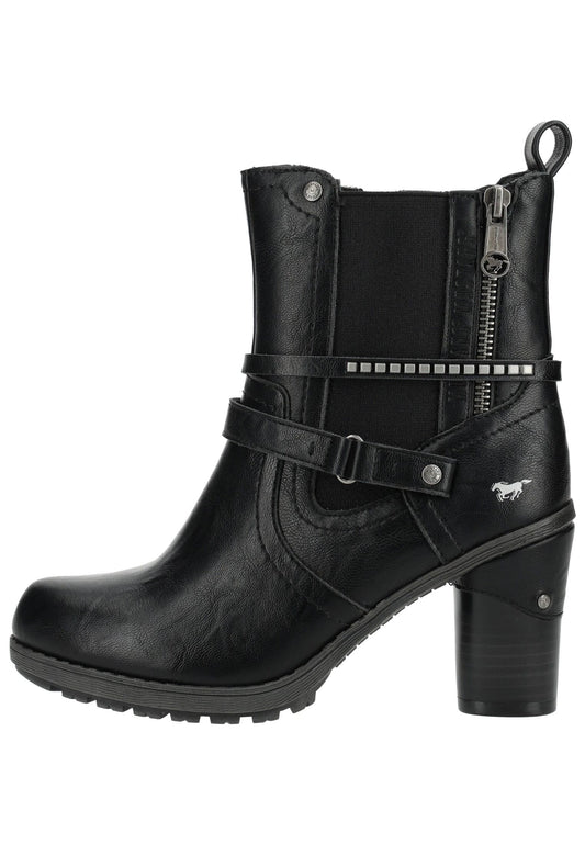 Mustang Stiefelette Lederimitat Schwarz Warmfutter