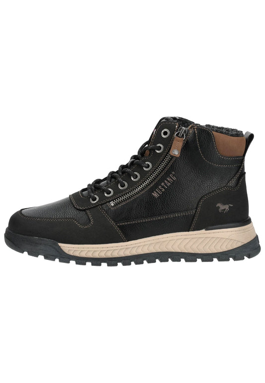 Mustang Stiefelette Lederimitat Schwarz Warmfutter