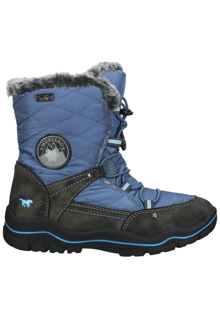 Mustang Stiefelette Lederimitat/Textil Blau Warmfutter