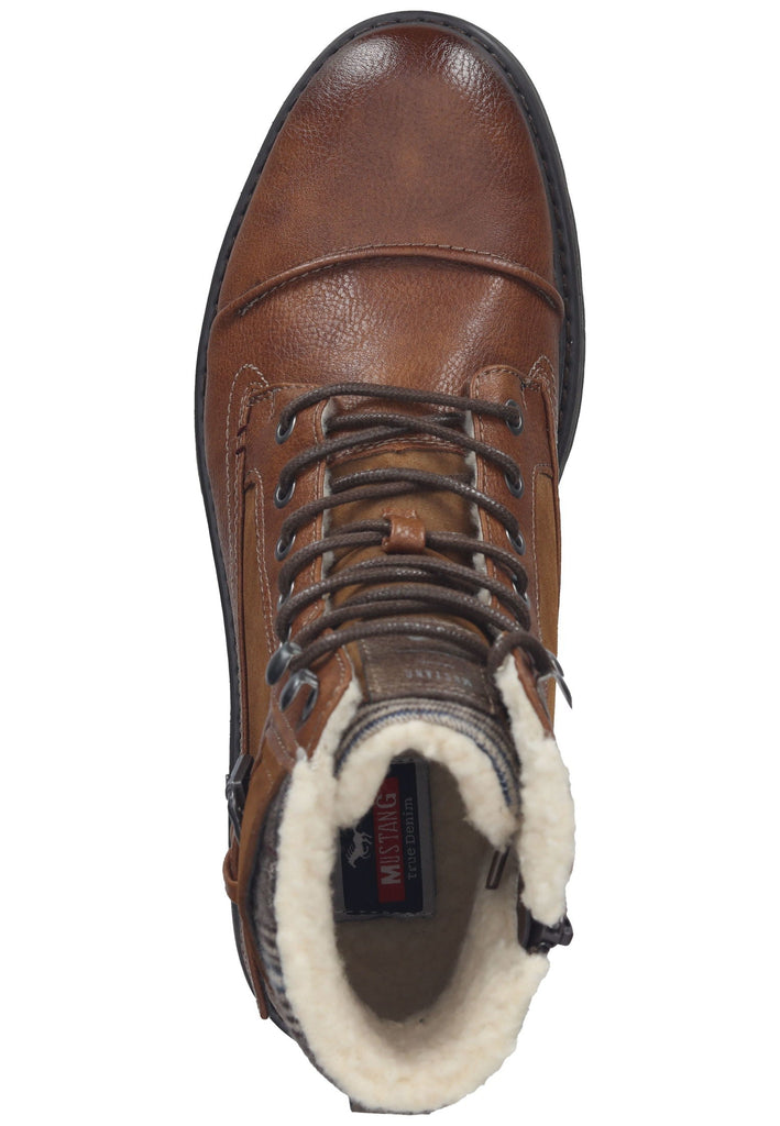 Mustang Stiefelette Lederimitat/Textil Cognac Warmfutter
