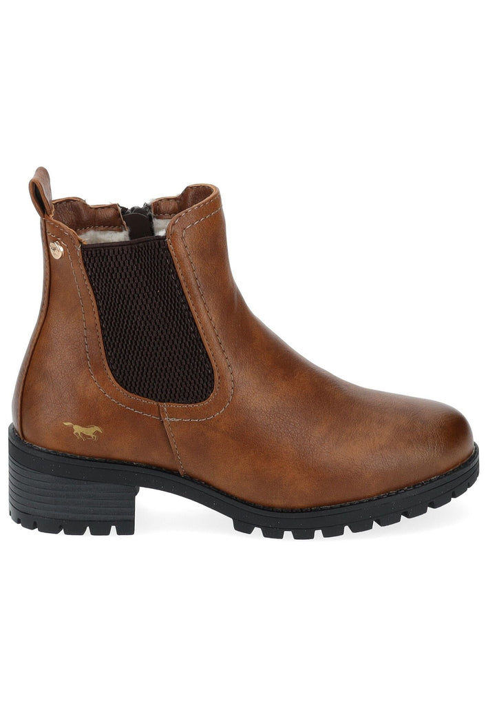 Mustang Stiefelette Lederimitat/Textil Cognac Warmfutter