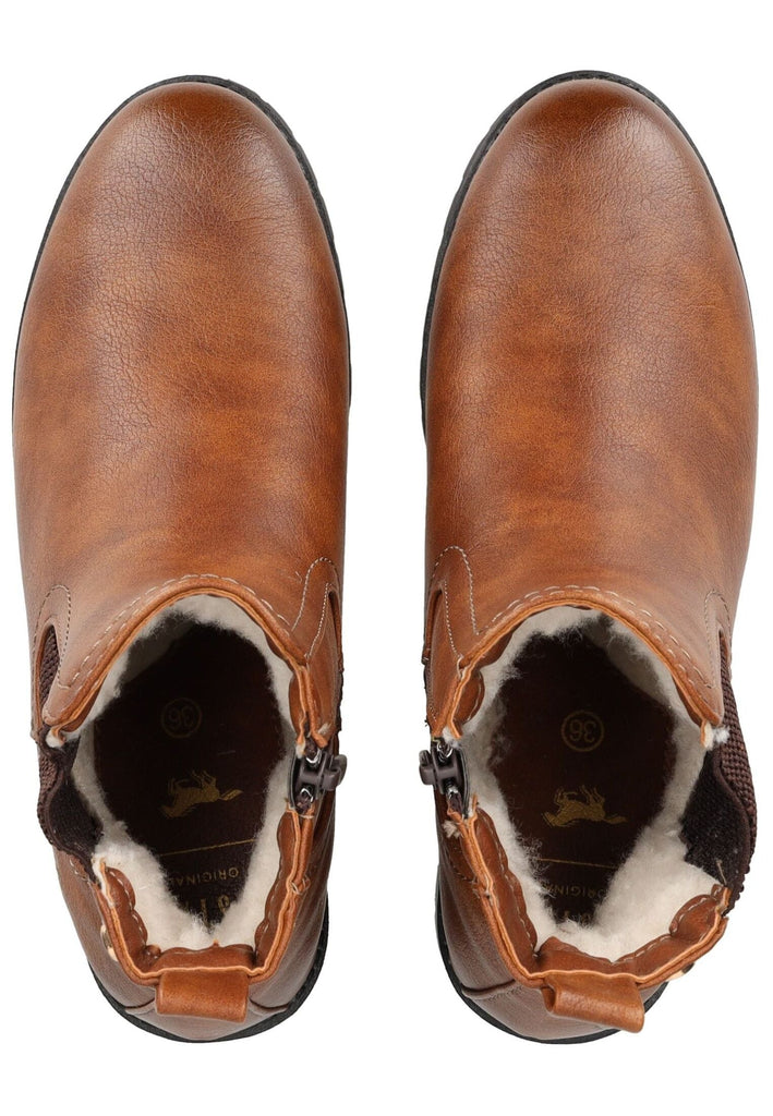 Mustang Stiefelette Lederimitat/Textil Cognac Warmfutter