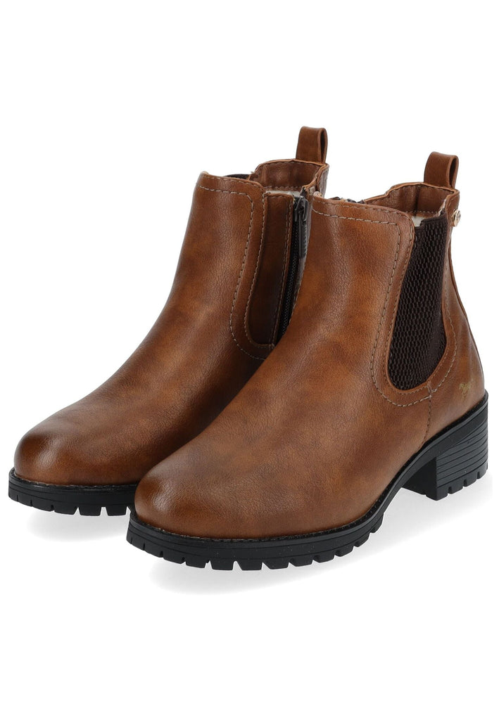 Mustang Stiefelette Lederimitat/Textil Cognac Warmfutter