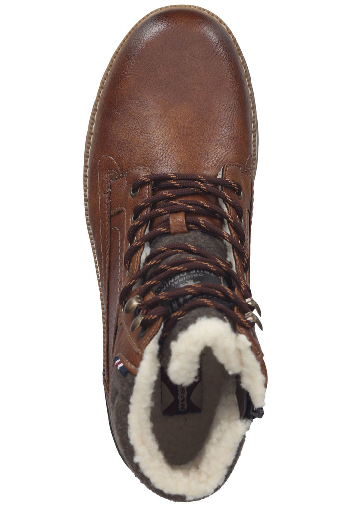 Mustang Stiefelette Lederimitat/Textil Cognac Warmfutter