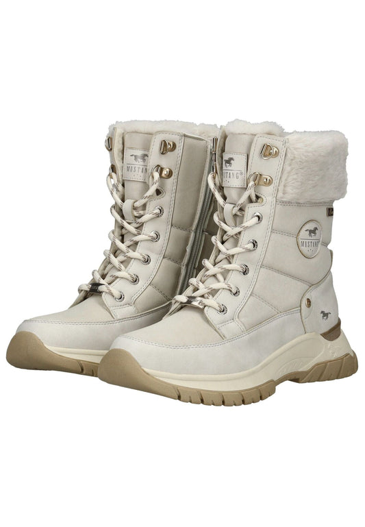 Mustang Stiefelette Lederimitat/Textil Cream Warmfutter