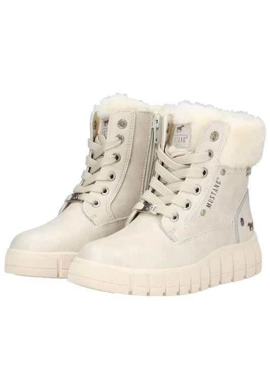 Mustang Stiefelette Lederimitat/Textil Cream Warmfutter