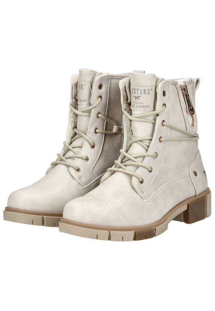 Mustang Stiefelette Lederimitat/Textil Ivory Warmfutter