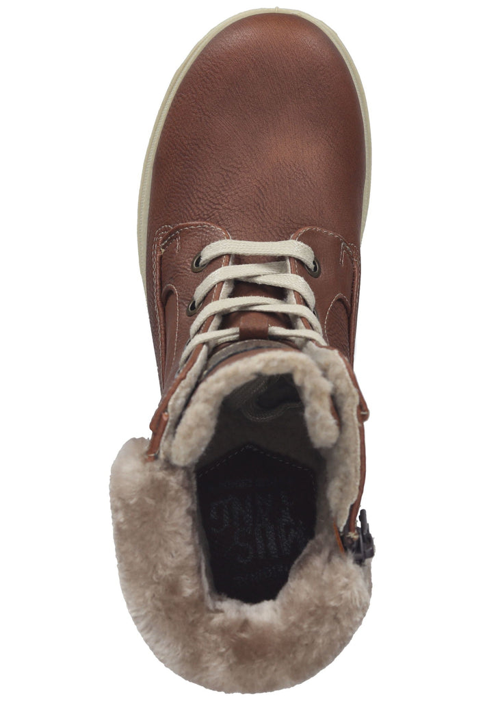 Mustang Stiefelette Lederimitat/Textil Kastanie Warmfutter