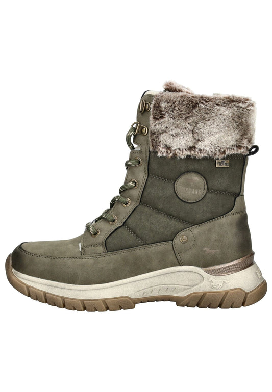 Mustang Stiefelette Lederimitat/Textil Khaki Warmfutter