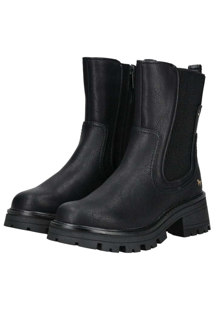 Mustang Stiefelette Lederimitat/Textil Schwarz Warmfutter