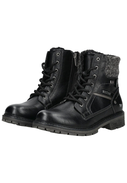 Mustang Stiefelette Lederimitat/Textil Schwarz Warmfutter