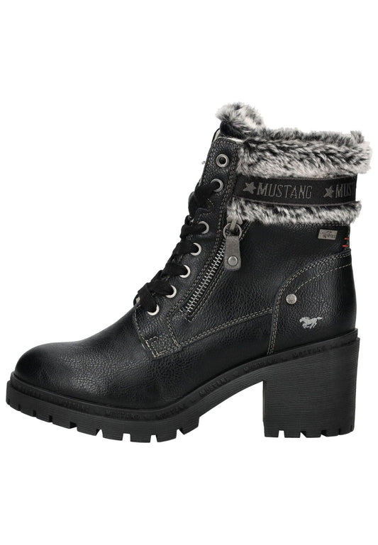 Mustang Stiefelette Lederimitat/Textil Schwarz Warmfutter