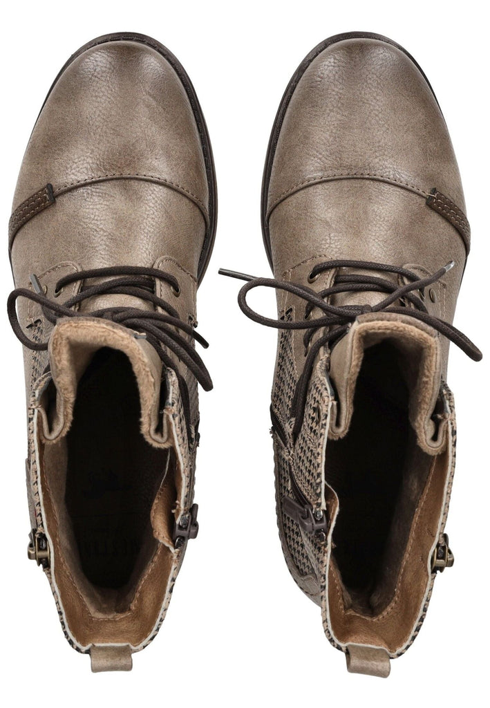 Mustang Stiefelette Lederimitat/Textil Taupe Warmfutter