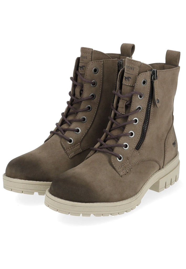 Mustang Stiefelette Lederimitat/Textil Taupe Warmfutter
