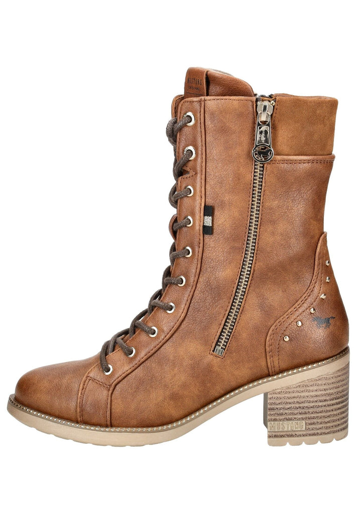 Stiefeletten Mustang Stiefelette Lederimitat Cognac