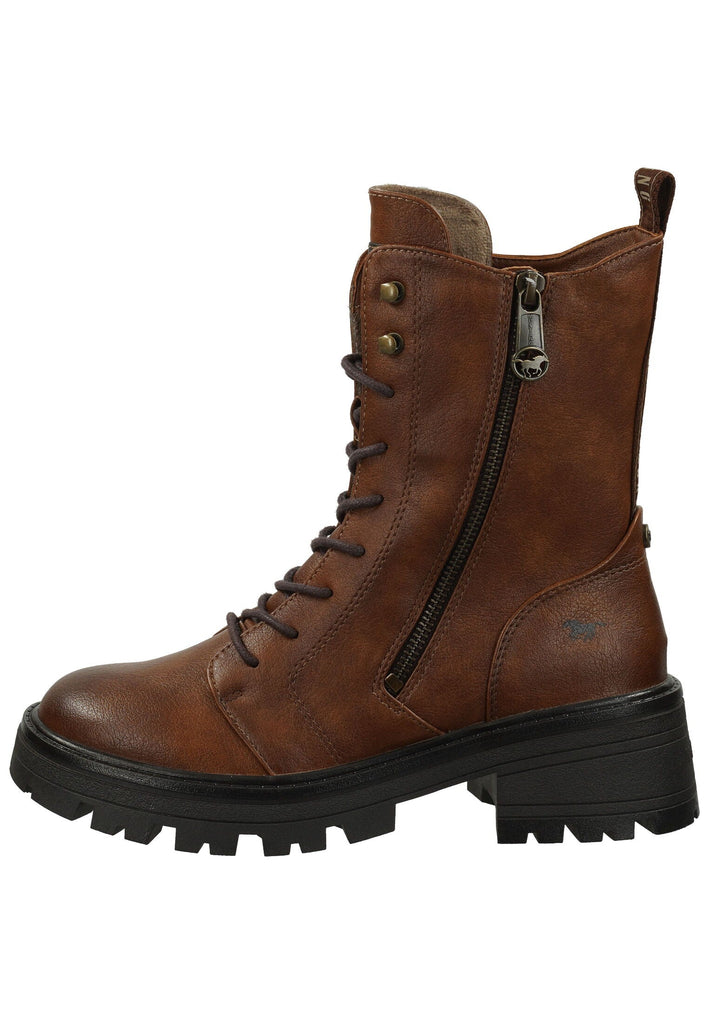 Stiefeletten Mustang Stiefelette Lederimitat Cognac Warmfutter