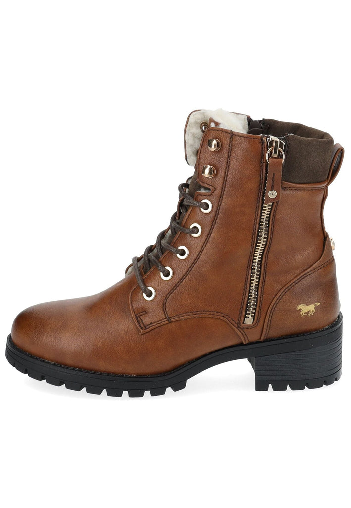 Stiefeletten Mustang Stiefelette Lederimitat Cognac Warmfutter