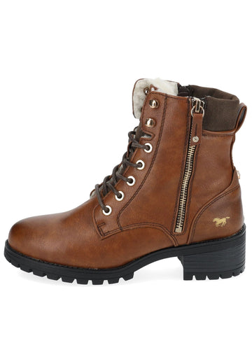 Stiefeletten Mustang Stiefelette Lederimitat Cognac Warmfutter