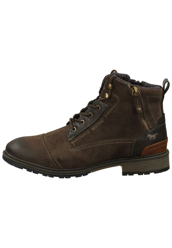 Stiefeletten Mustang Stiefelette Lederimitat Dunkelbraun Warmfutter