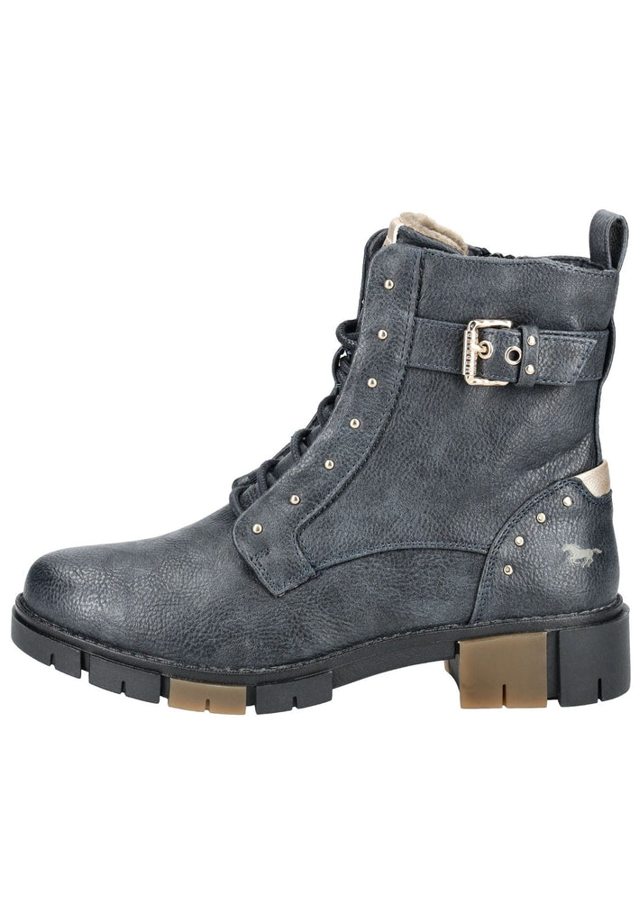 Stiefeletten Mustang Stiefelette Lederimitat Navy Warmfutter