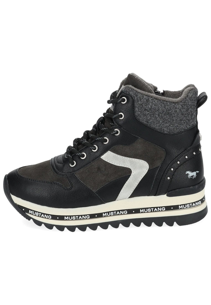Stiefeletten Mustang Stiefelette Lederimitat Schwarz Warmfutter