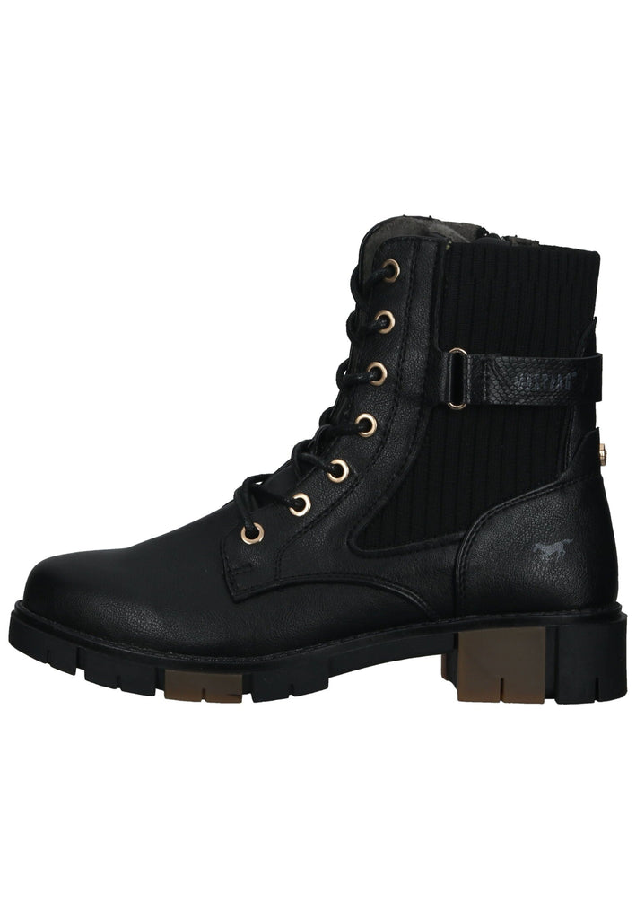 Stiefeletten Mustang Stiefelette Lederimitat Schwarz Warmfutter
