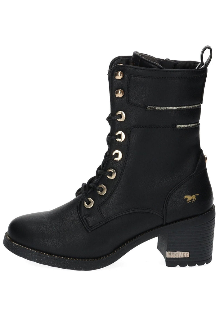Stiefeletten Mustang Stiefelette Lederimitat Schwarz Warmfutter