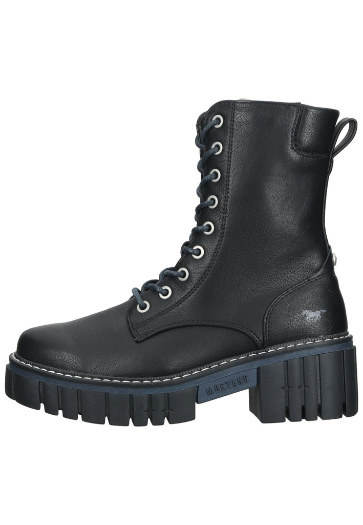 Stiefeletten Mustang Stiefelette Lederimitat Schwarz Warmfutter