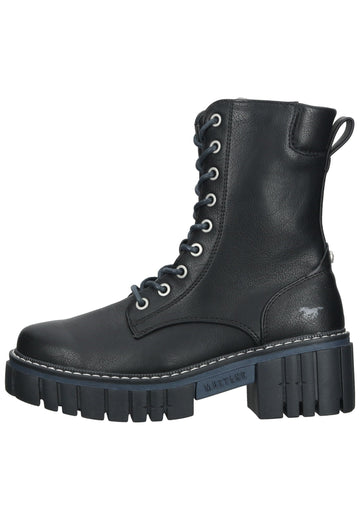 Stiefeletten Mustang Stiefelette Lederimitat Schwarz Warmfutter
