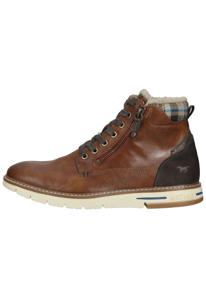 Stiefeletten Mustang Stiefelette Lederimitat/Textil Cognac Warmfutter