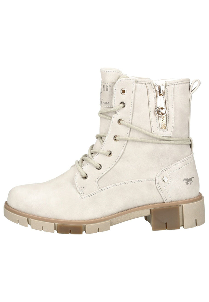 Stiefeletten Mustang Stiefelette Lederimitat/Textil Ivory Warmfutter