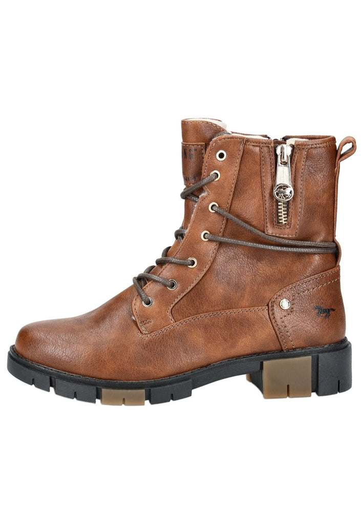 Stiefeletten Mustang Stiefelette Lederimitat/Textil Kastanie Warmfutter