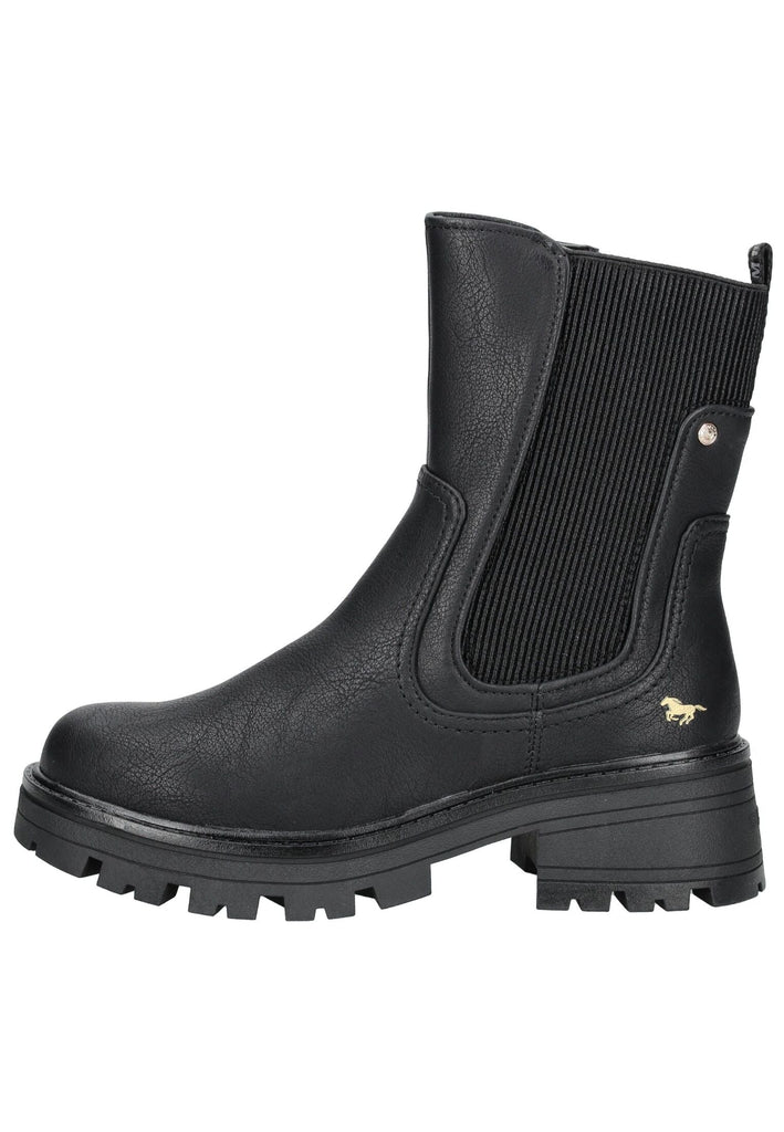 Stiefeletten Mustang Stiefelette Lederimitat/Textil Schwarz Warmfutter