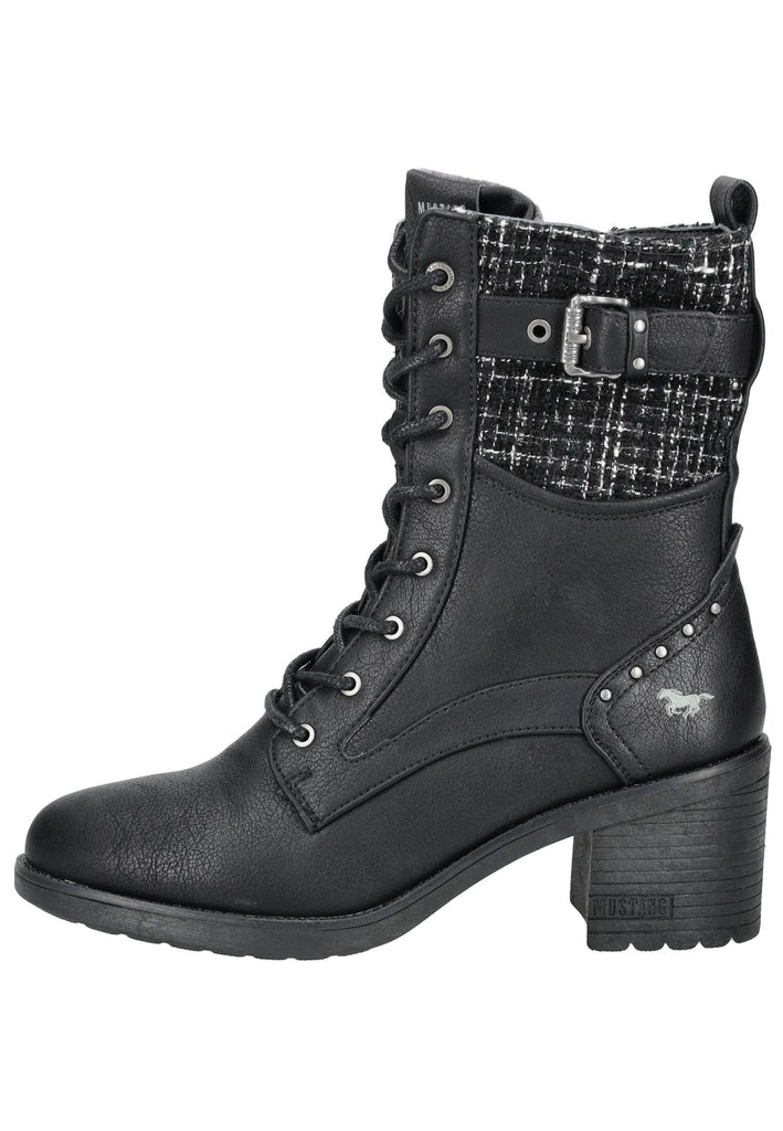Stiefeletten Mustang Stiefelette Lederimitat/Textil Schwarz Warmfutter