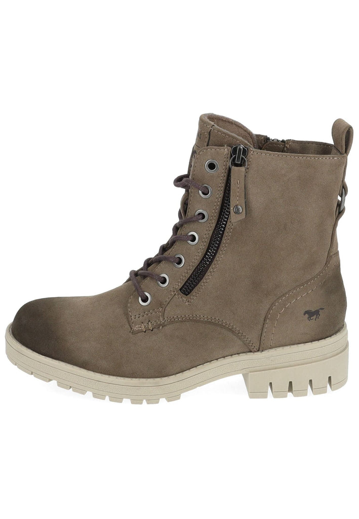 Stiefeletten Mustang Stiefelette Lederimitat/Textil Taupe Warmfutter