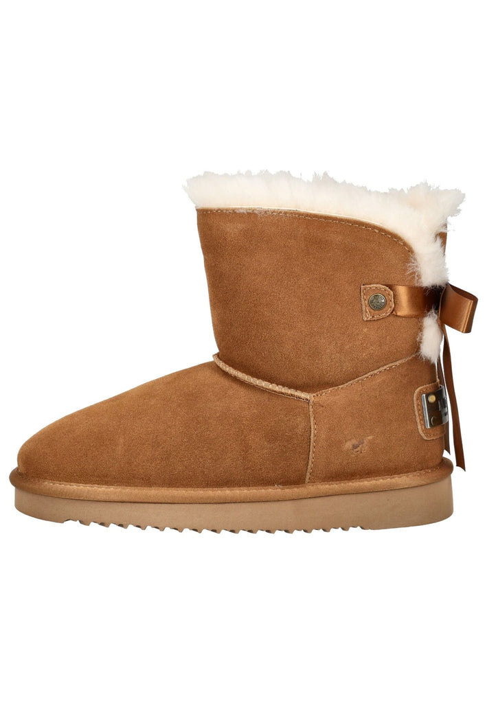 Stiefeletten Mustang Stiefelette Veloursleder Cognac Warmfutter